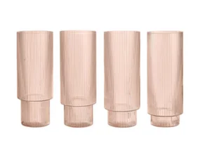 Ripple Long Drink Glasses Set of 4, blush
