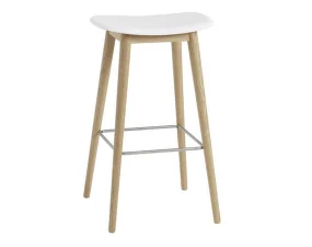 Fiber Stool 65cm Wood Base, natural white/oak