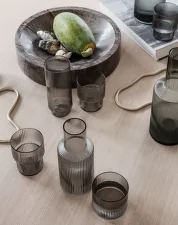 Ripple Long Drink Glasses, Set of 4, smoked grey