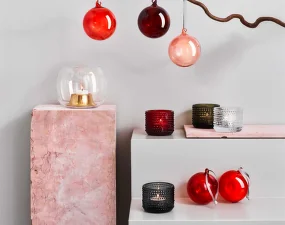 Kastehelmi Tealight Candleholder, cranberry