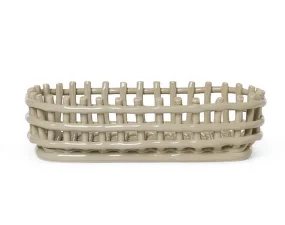 Ceramic Basket Oval, cashmere