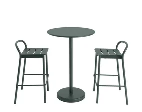Linear Steel Counter Stool, dark green