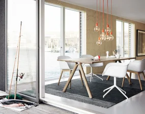 Fiber Armchair Swivel Base, natural white