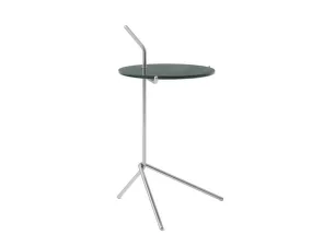 Halten SH9 Side Table, polished stainless steel / Verde Guatemala Marble
