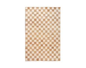 Check Wool Jute Rug 140x200, off-white/natural