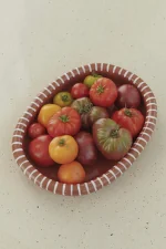 Barro Oval Dish L, natural with stripes
