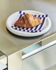 Pattern Napkins Dinner, set of 20, light pink and dark blue pillar stripe