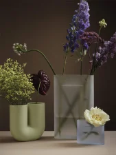 Ridge Vase H48, white frosted glass