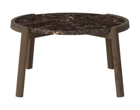 Mix Coffee Table Ø65, dark oiled oak/brown marble