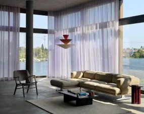 Gio LN15 Chandelier, vermilion red/dark burgundy/ecru white
