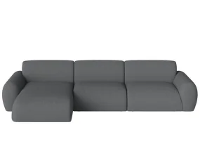 Núvol Sofa 3 Modules With Small Corner and Chaise Longue Left, dark grey