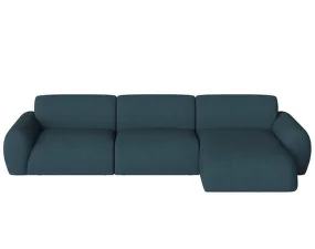 Núvol Sofa 3 Modules With Small Corner and Chaise Longue Right, dust blue
