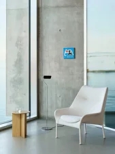 O2 Lounge Chair, soft cream textile