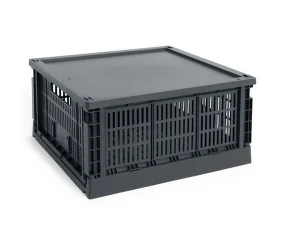 Colour Crate Lid Plastic Large Square, charcoal