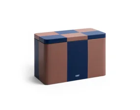 Tin Container Medium, brown and midnight blue
