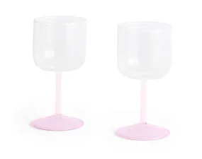 Tint Wine Glass, set of 2, clear, jade light pink and light pink