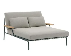 Settle Lounge Bed w. Armrest, Ribbed Weave 2/dark green