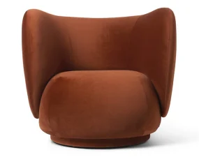 Rico Lounge Chair Swivel, Rich Velvet rust