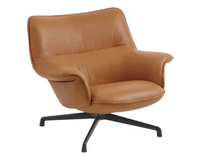 Doze Lounge Chair Low Swivel, Refine Leather Cognac / anthracite black