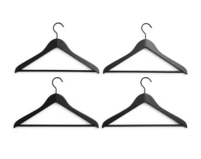 Smooth Coat Hanger Slim with Bar set of 4 pcs, black