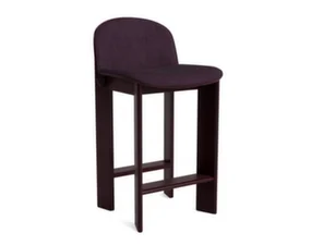 Chisel 35 Bar Stool H65, dark bordeaux lacquered beech / Turf burgundy