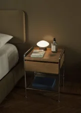 Alima Side Table NDS3, chrome / oak