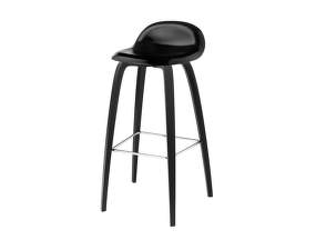 3D Bar Stool Black Wood Base, black