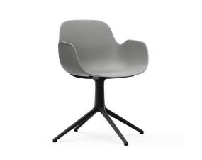 Form Chair Swivel 4L Black Alu, grey