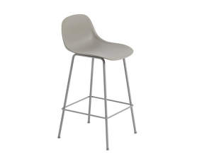 Fiber Stool 65cm with Backrest, Tube Base, grey