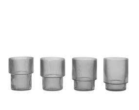 Ripple Glasses, Set of 4, smoked grey