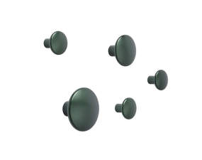 The Dots Metal Hook, Set of 5, dark green
