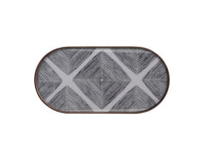 Glass Tray Oblong, slate linear squares