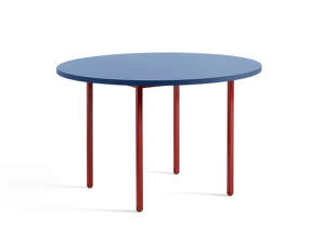 Two-Colour Dining Table Ø120, maroon red/blue