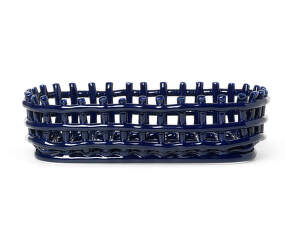 Ceramic Basket Oval, blue