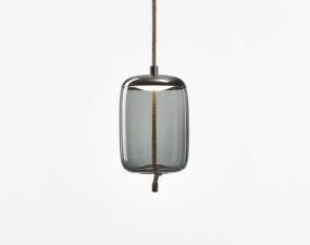 Knot Small Cilindro PC1034 Pendant Lamp, smoke grey / black chrome