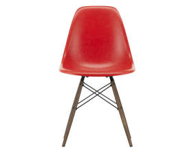 Eames Fiberglass Side Chair DSW, red/dark maple