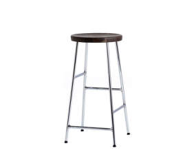 Cornet Bar Stool Low Chromed Steel, smoked oiled oak