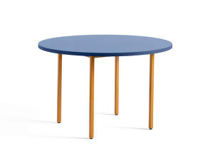 Two-Colour Dining Table Ø120, ochre/blue