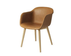 Fiber Armchair Wood Base, cognac/oak