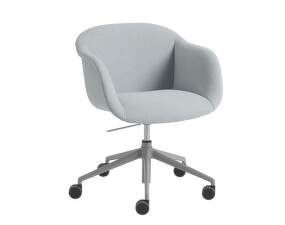 Fiber Soft Armchair Swivel Base w. Gas Lift, Castors and Tilt, Ecriture 710 / grey