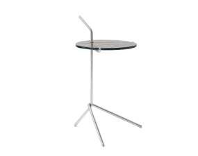 Halten SH9 Side Table, polished stainless steel / smoked cast glass