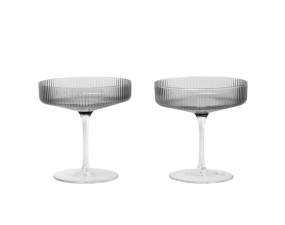 Ripple Champagne Saucers Set of 2, smoked grey