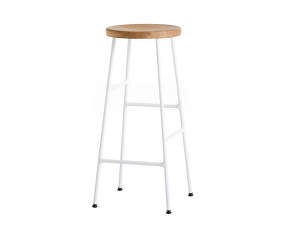 Cornet Bar Stool High Cream White Steel, oiled oak