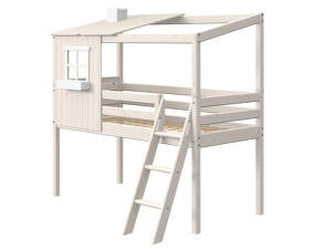 Classic Mid-high Bed with 1/2 House, white washed
