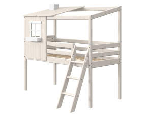 Classic Mid-high Bed with 1/2 House, white washed