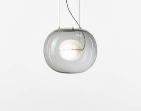 Big One Small PC1335 Pendant Lamp, smoke grey / triplex opal