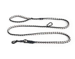 Dogs Leash Braided Adjustable, black/white