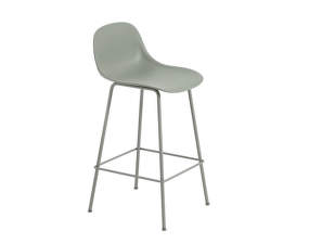 Fiber Stool 65cm with Backrest, Tube Base, dusty green