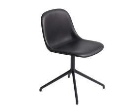 Fiber Side Chair Swivel Base, black leather