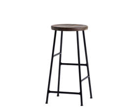 Cornet Bar Stool Low Black Steel, smoked oiled oak